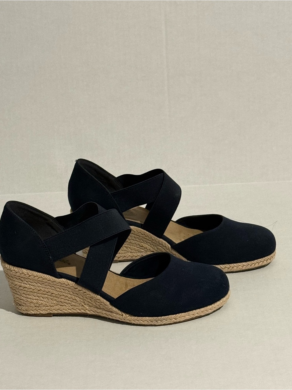 easy street Navy Espadrille Wedge Size 10 - Picture 3 of 11